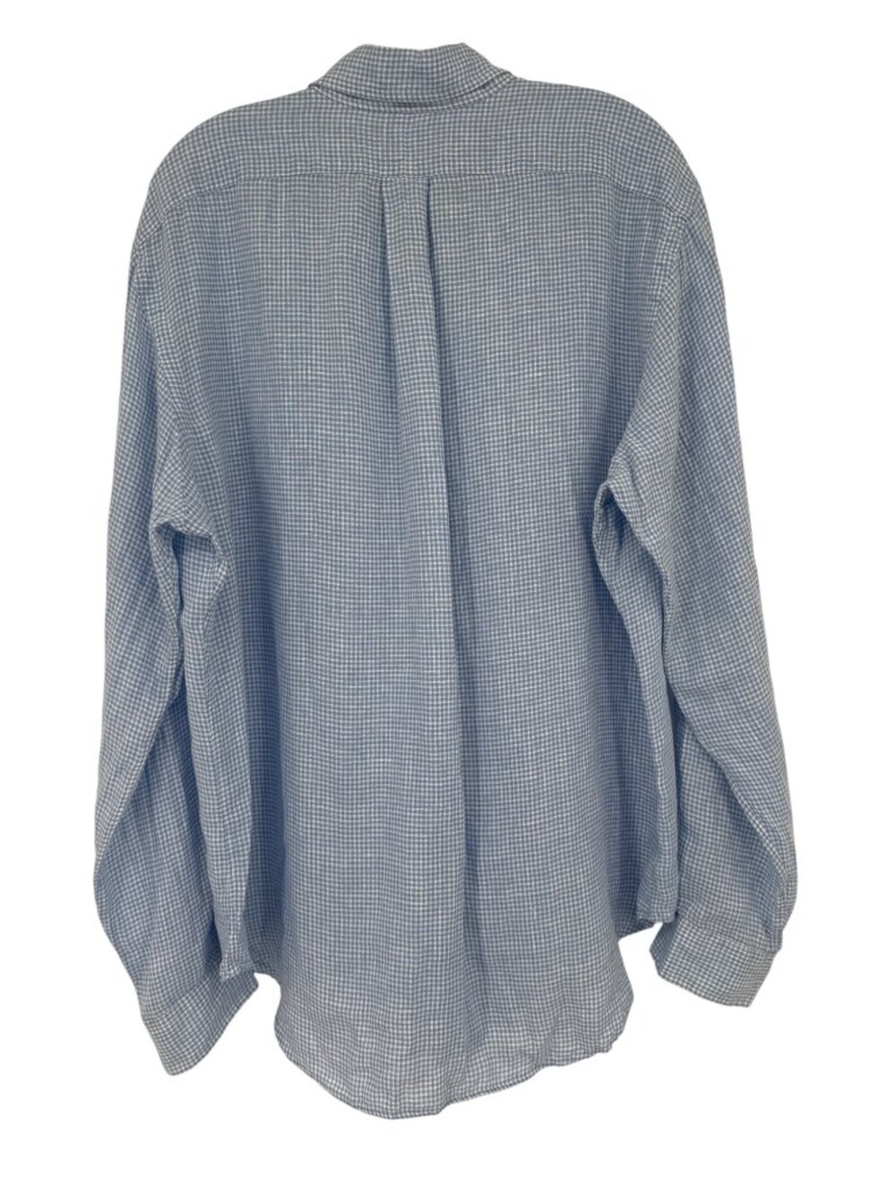 Ralph Lauren Mens Classic Fit Blue Gingham 100% Linen Shirt Size Large - Picture 4 of 6